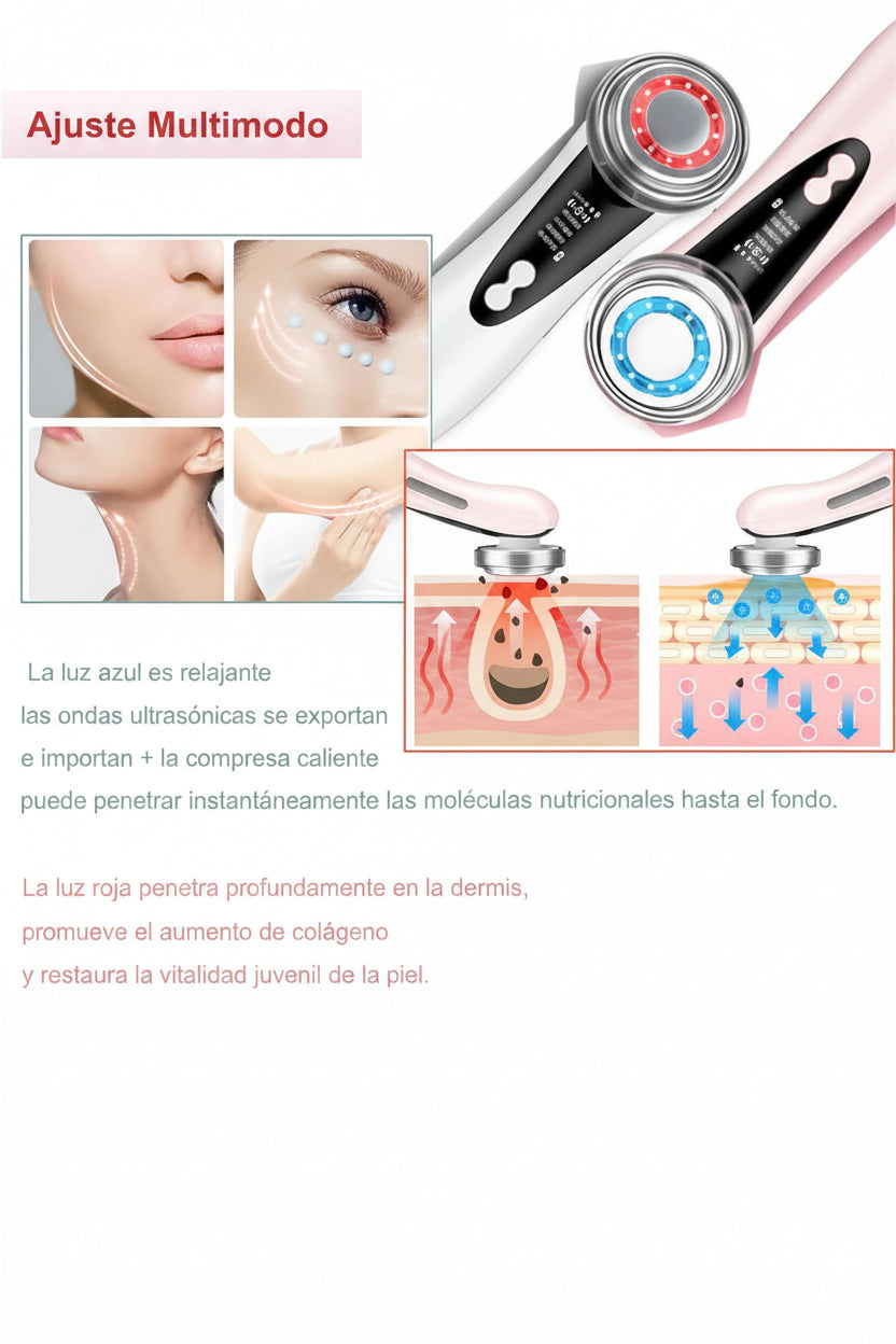 Masajeador facial con frío y calor antiarrugas blanco - additional image 7