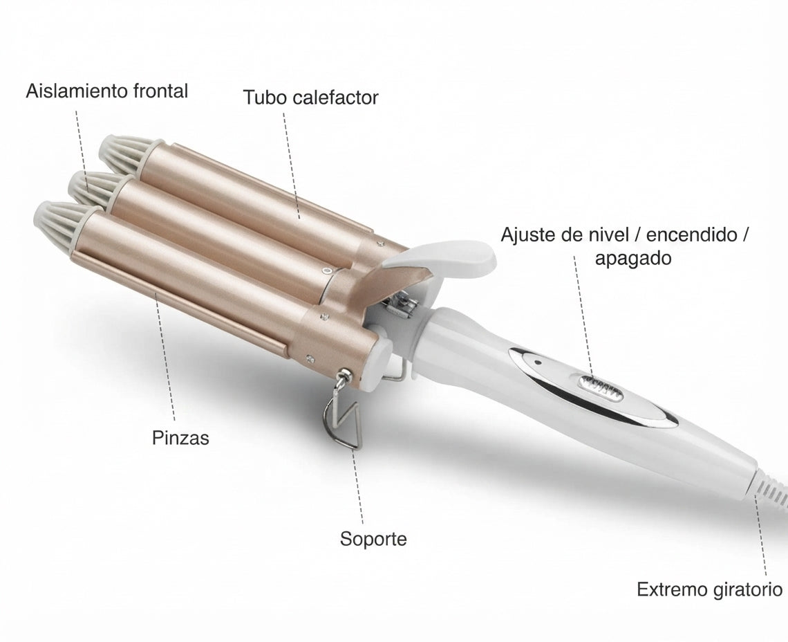 Rizador Profesional Triple Barril Cerámico