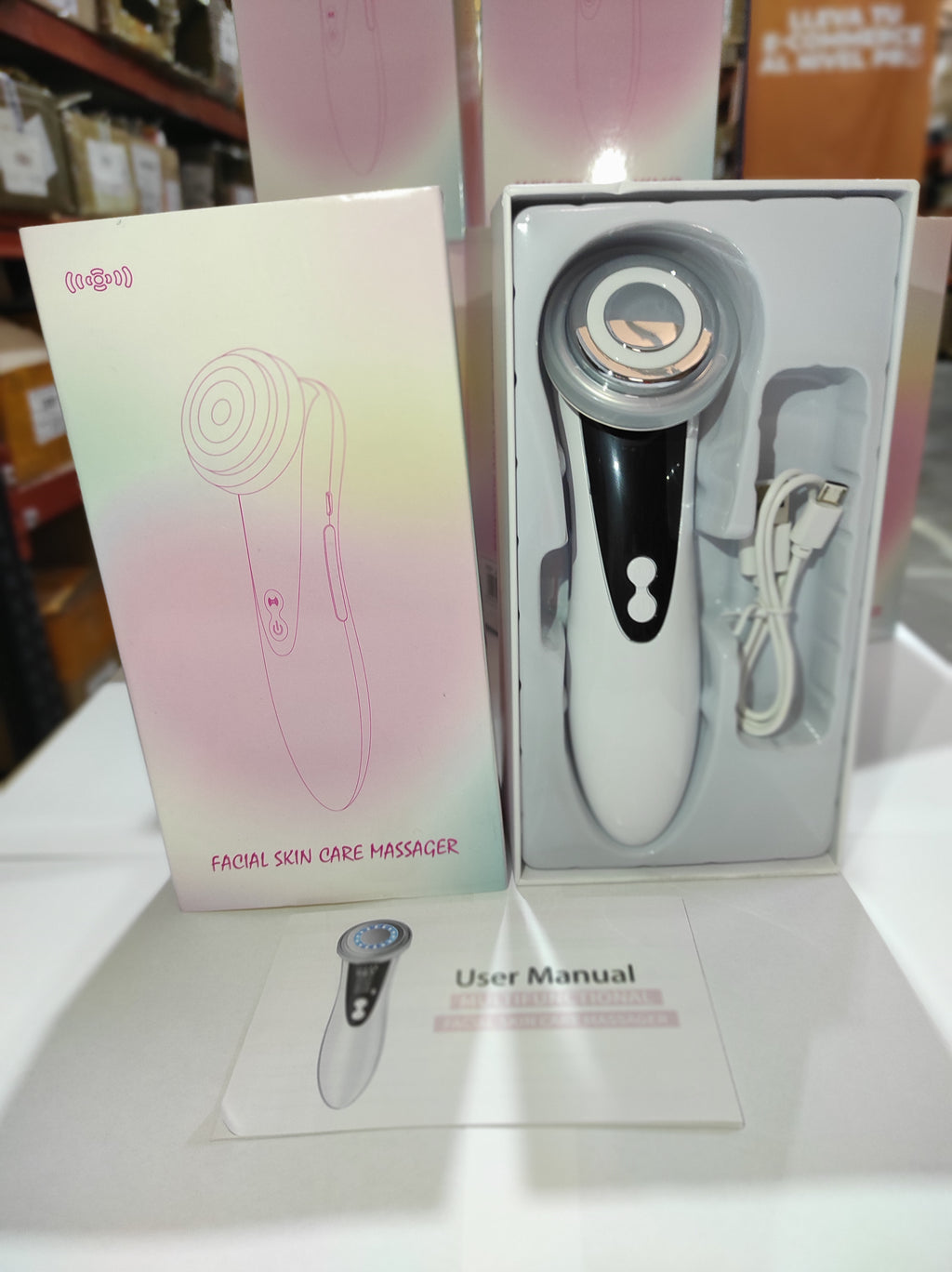 Masajeador facial con frío y calor antiarrugas blanco - additional image 2